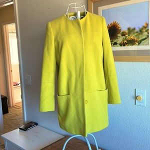 Helene Bergman London wool & cashmere coat. Color: Chartreuse Size: XS